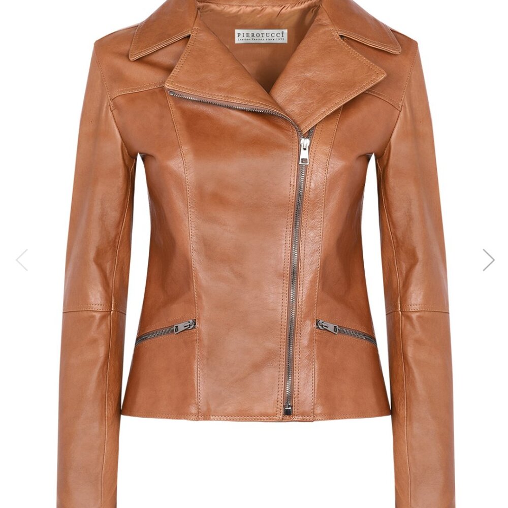 Pierotucci Asymetrical Zip Leather Jacket Size XS Originally $550 USD